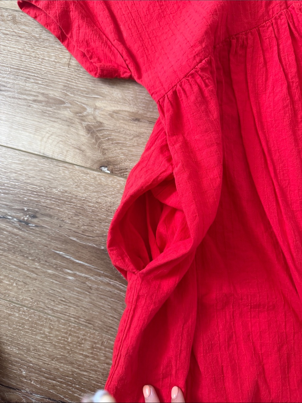 entro Vibrant Red V-Neck Babydoll Mini Dress - Picture 4 of 6